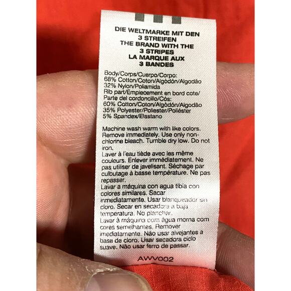 Adidas Jacket Orange Red Stripes On Cuffs Zip Front Lightweight Womens Large L - Picture 8 of 9